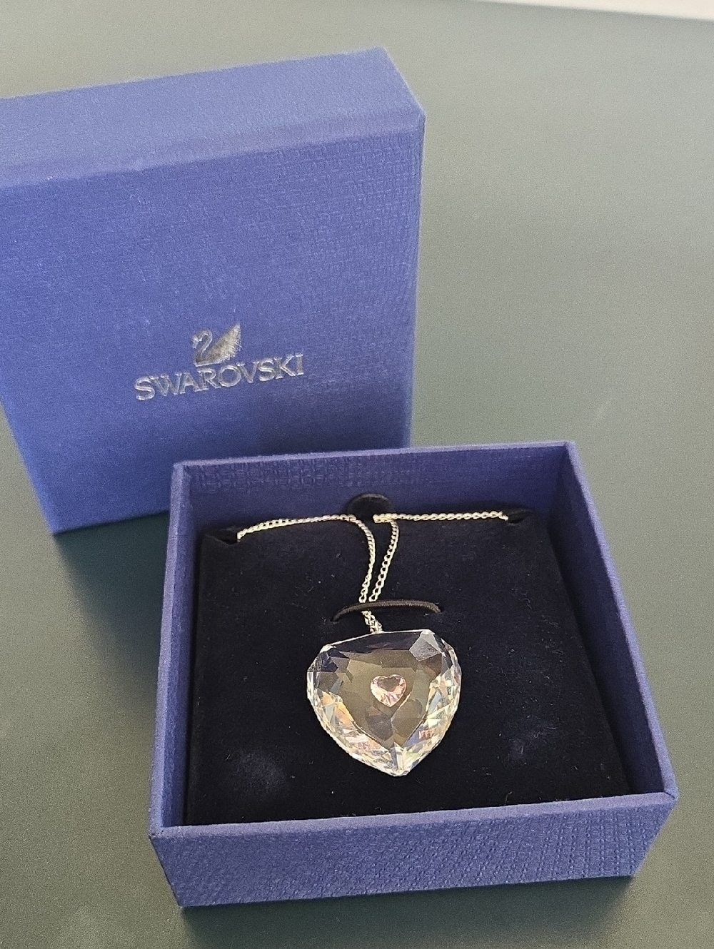 Swarovski Crystal Heart Pendant Necklace - Silver Chain